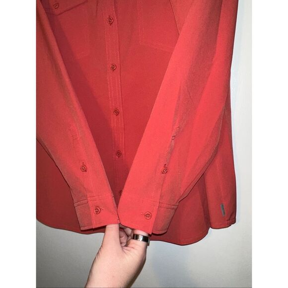 Eddie Bauer Large Long Sleeve Departure Shirt Collared Button Down Dark Coral - Picture 5 of 11